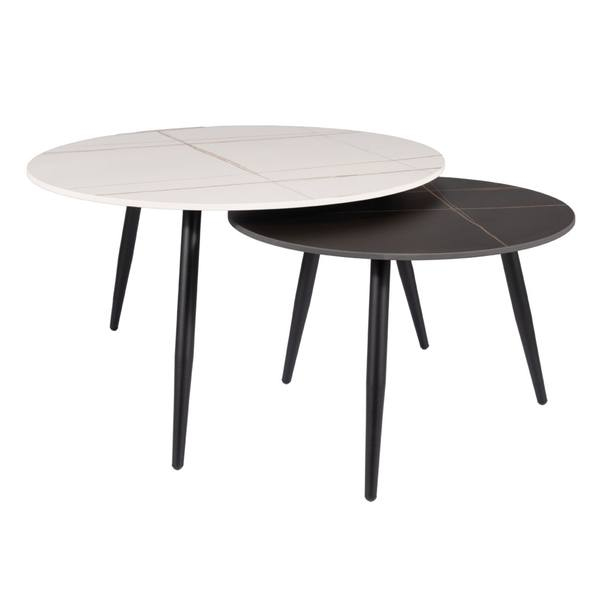 Konferenční stolek KURO bílý mramor/černý mramor
